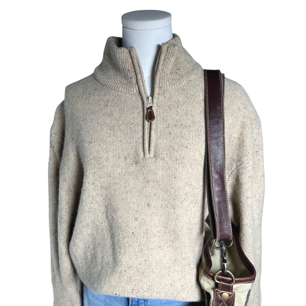 Donegal Fleck Lambswool Quarter Zip Sweater‎ Heritage Academia Jos A Bank Mens L
